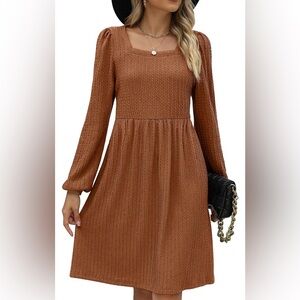 Brown Long Sleeve Dress